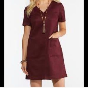 Faux suede shift dress